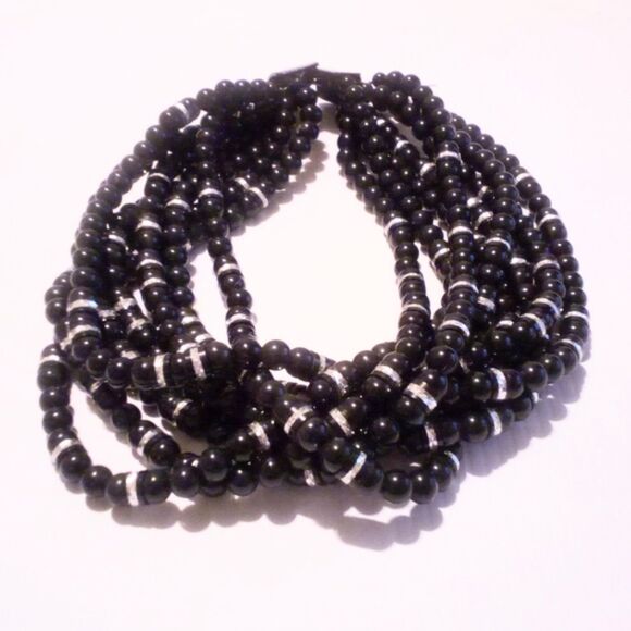 Jay Feinberg Vintage Black Chunky Multi Strand Beaded Statement Necklace - Picture 3 of 6